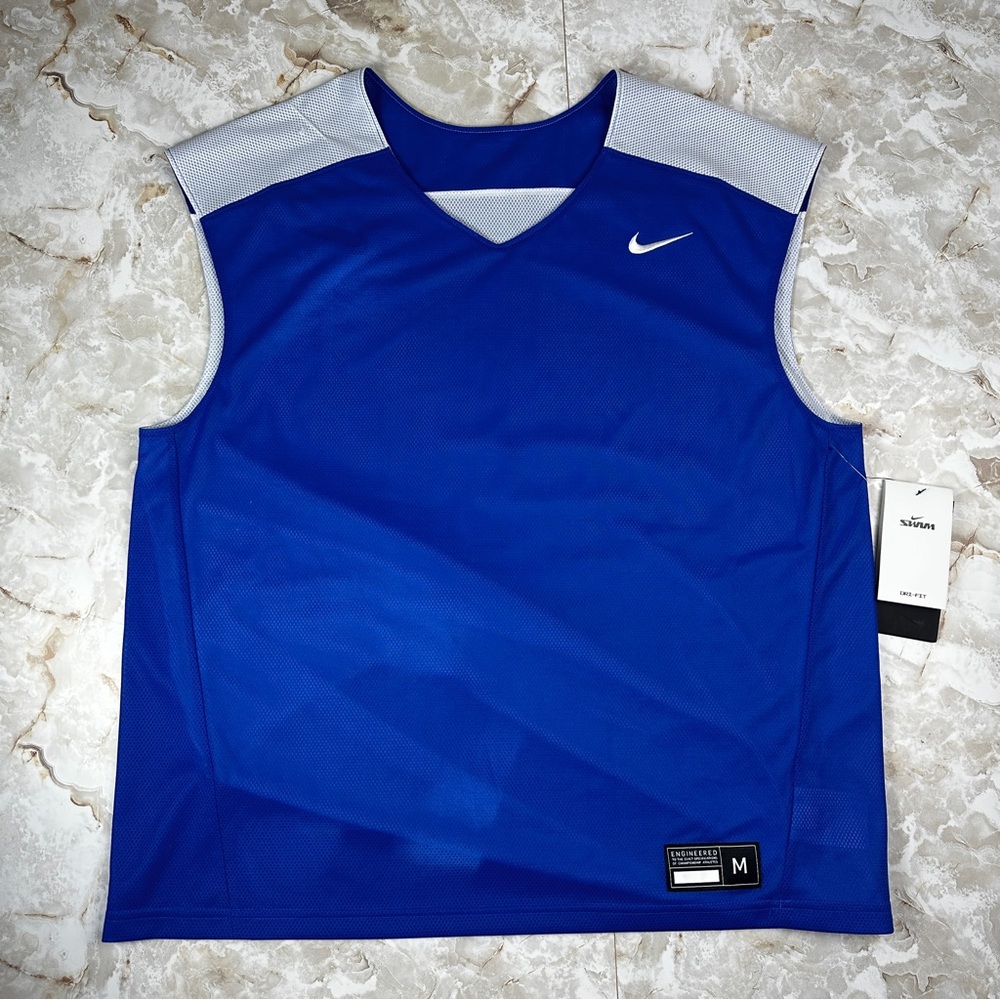 Nike Swim Dri Fit Men’s Large Jersey Reversible Engineered Blue White Tank New